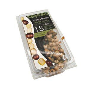 Cousin Wooden Beads Brown Tan Barrel Mixed Sizes Colors Crafts Jewelry Open Box